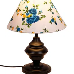 Devansh White & Blue Floral Printed Table Lamp image 2