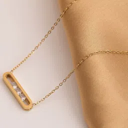 PALMONAS Stones Bar Necklace & Bar Charm Bracelet Combo Set image 4