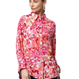 Global Republic Pink Rayon Floral Print Shirt-image-30