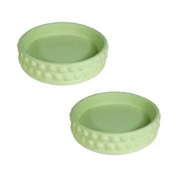 LASAKI Bubble 2Pcs Lime-Green Ceramic Lightweight Round Small Flower Planter Trays-picture-47