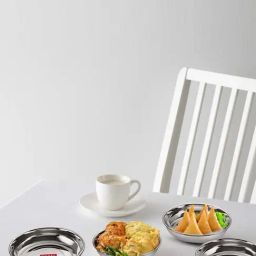 HAZEL Silver Stainless Steel Large Designer Dishes - Set of 6-picture-8