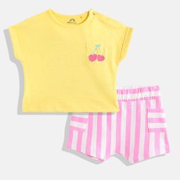 NEXT Infant Kids Pure Cotton Printed Top & Striped Shorts-picture-33