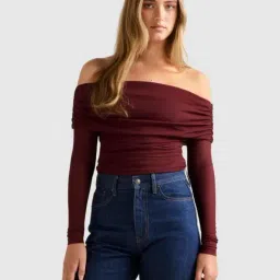 forever new Kaia Ruched Mesh Bardot Top-picture-19