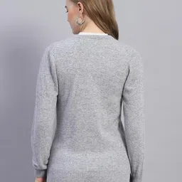 monte carlo Womens Solid Round Neck Full Sleeve Wool Blend Casual Sweater (1230731RN) image 4