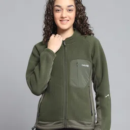 rock.it from house of Monte Carlo Womens Solid Olive Mock Neck Full Sleeve Sweatshirt_2240102724 image 2