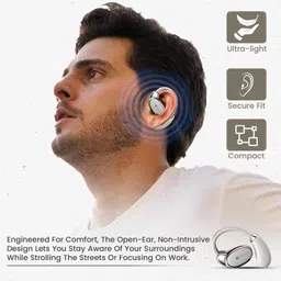 Portronics Harmonics Twins 31 Over Ear OWS Smart Wireless Earbuds with HD Mic, Secure & Flexible Earhook, Touch Control, 24 Hrs Playtime, Music/Gaming Mode, BT 5.4V, Light Weight(Beige) image 5