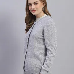 monte carlo Womens Solid Round Neck Full Sleeve Wool Blend Casual Sweater (1230731RN) image 2