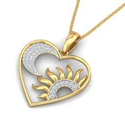 kuberbox 14KT Yellow Gold My Sun & Moon Pendant for Women image 3