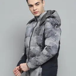 monte carlo Mens Printed Navy Blue Detachable Hood Full Sleeve Jacket image 3