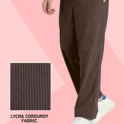 swadesi stuff Men's Corduroy Track Pants | Self Design, Mid-Rise Fit, Flexi Waistband - Retro-Inspired Straight Fit Lounge & Casual Wear image 3