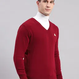 monte carlo Mens Solid V Neck Full Sleeve Pullover (1241214VN) image 4