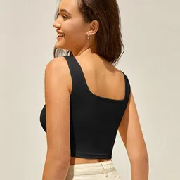 knite wolf Women's Crop Tank Top | Comfortable Trendy Sleeveless Design | Ideal for Casual Outings Everyday Use | Soft Breathable Fabric- Pack of 2 (M, Black & Blue) image 5