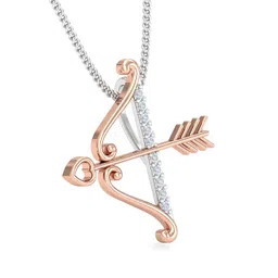 kuberbox 14KT Rose Gold Heart Bow-Arrow Pendant for Women image 4
