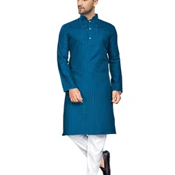 enmozz Men's Textured Lining Kurta image 1