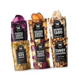 TBH - To Be Honest Fruit & Vegetable Crunchies l Ripe Banana, Chickpea, Taro, Sweet Potato Chips | Gluten Free | Vegan Friendly Snack | Low Fat | 50% Less Oil | No Preservatives - Pack of 6 (480 gm) image 1