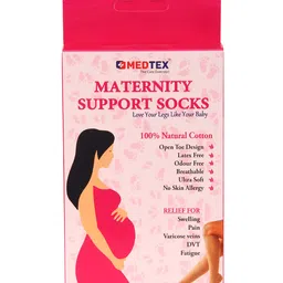 Medtex Maternity Compression Socks for expecting women, pregnant women for varicose veins,DVT,Helps to Reduces swelling and leg pain,Open toe,Beige (Nylon, XL) image 5