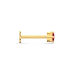kuberbox 14K/18K Yellow Gold 2.5 MM Square Ruby Nose Pin for Women (Piercing Required) image 4