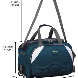 fedra Fabric Travel Duffel Bags For Men And Women 60 L With 2 Wheels Green White, 68.58 Cm image 2