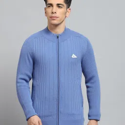 monte carlo Mens Solid Blue Round Neck Full Sleeve Pullover_1240568FZ-2462 image 2