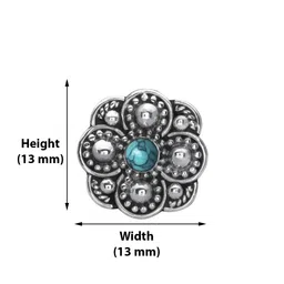 abhooshan Designer 92.5 Sterling Silver Nose Pin with Turquoise for Women and Girls Piercing required image 3