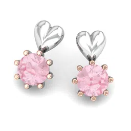 kuberbox 14KT White Gold Diamond Rose Heart Drop Earrings for Women image 3