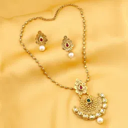 sukkhi Marvelous Gold Plated Kundan Long Haram Necklace Set For Women (2580NKDP900SK) image 2