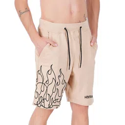 hotfits Men's Casual Cotton Regular Shorts, Workout Shorts, Elastic Waist Running Shorts with Pockets Flame Printed image 2