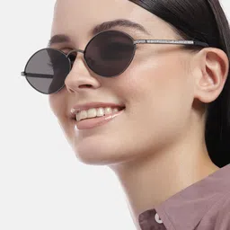 carlton london Metallic with Silver toned Oval Sunglass for Women and UV Protected Lens image 3