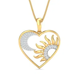 kuberbox 14KT Yellow Gold My Sun & Moon Pendant for Women image 1