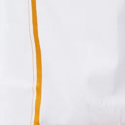 retro brand RETRO Mens 100% Cotton Golden Jari Border 2.00 Meter Single Dhoti image 4