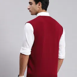 monte carlo Mens Solid V Neck Sleeveless Sweater (1241214SL) image 4