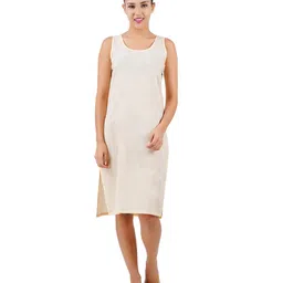 happy bunny Full Knee Length Cotton Camisole Inner Long Slip for Women - Firm Notstretchable Slip Lining for Kurti and Chickankari Suits/Tops - Suits Summer and Winter image 3