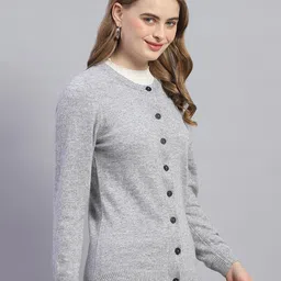 monte carlo Womens Solid Round Neck Full Sleeve Wool Blend Casual Sweater (1230731RN) image 3