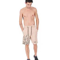 hotfits Men's Casual Cotton Regular Shorts, Workout Shorts, Elastic Waist Running Shorts with Pockets Flame Printed image 5