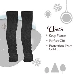 kabello Long Footless Long Woolen Leg/Knee Warmer For Men And Women (Dark Grey) image 4