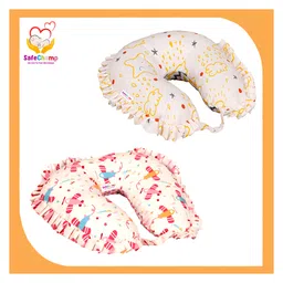 SafeChamp Lite Air Baby Travel Pillow Infant Head and Neck Support Pillow for Car Seat Pushchair S-LA - Pink & Yellow-image-14