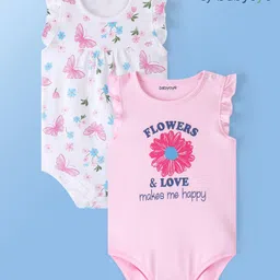 Babyoye Eco Conscious 100% Cotton Knit with Eco Jiva Finish Butterfly & Floral Print - White & Pink-image-26