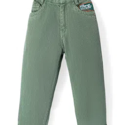 Little Kangaroos 100% Cotton Full Length Solid Colour Jeans - Olive Green image 1