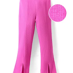 Pine Kids Cotton Lycra Knit Full Length Solid Leggings - Fuchsia-picture-21