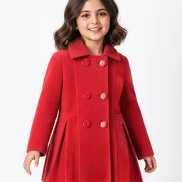 Pine Kids Woven Full Sleeves Solid Color Overcoat - Red-picture-20