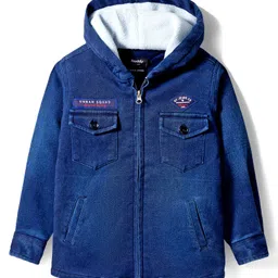 Noddy Denim Washed Full Sleeves Light Winter Hooded Anti Pilling Jacket - Denim X-picture-25