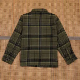 the lion and the fish The Lion & the Fish Viscose Woven Full Sleeves Checked Shirt - Green Moss image 3