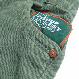 Little Kangaroos 100% Cotton Full Length Solid Colour Jeans - Olive Green image 3