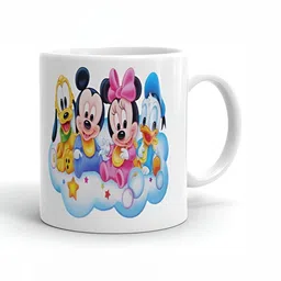 Mr UVD White & Blue Cartoon Characters Printed Ceramic Glossy Mug image 3