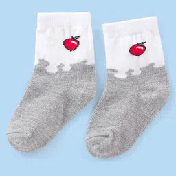 Cute Walk By Babyhug Antibacterial Socks With Cherry & Strawberry Print Pack Of 3 - Pink Black & Grey image 4
