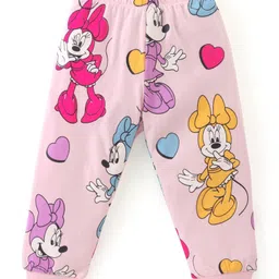 Babyhug Disney Single Jersey Knit Full Sleeves Night Suit with Minnie Mouse & Text  Graphics - Pink image 4