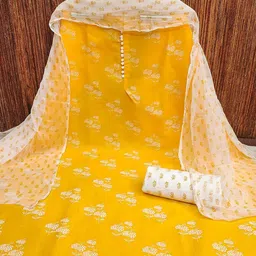 Peachmode Printed Pure Cotton Unstitched Dress Material image 2