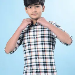 Crimsoune Club Boys Classic Slim Fit Tartan Checked Pure Cotton Casual Shirt-picture-25
