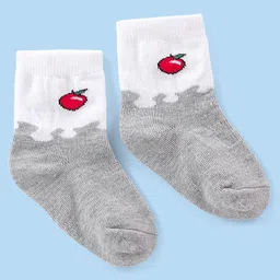 Cute Walk By Babyhug Antibacterial Socks With Cherry & Strawberry Print Pack Of 3 - Pink Black & Grey image 5