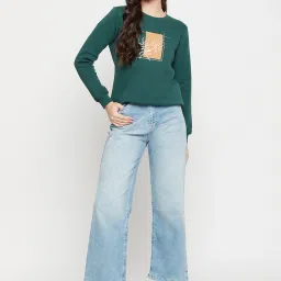 Cantabil Bottle Green Printed Pullover image 4